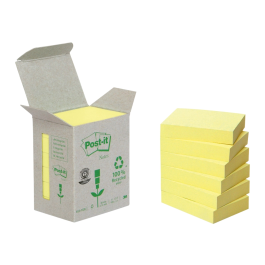 Post-it Bloc de Notas Adhesivas Quita y Pon Reciclado Torre Amarillo 38 x 51 mm Ref. 653