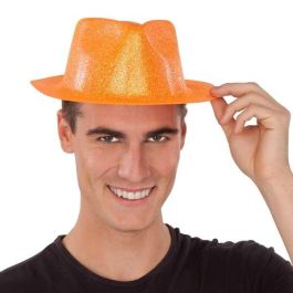 Sombrero plástico glitter naranja