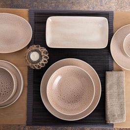 Plato Llano Ariane Porous Cerámica Beige Ø 27 cm (6 Unidades)