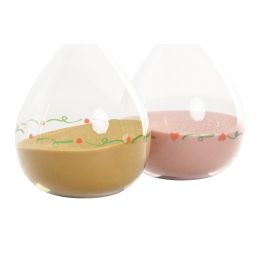 DKD Home Decor Reloj De Arena Shabby Amarillo Coral Cristal 8 x 20 x 8 cm