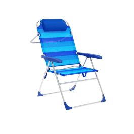 Marbueno Silla Plegable 5 Posiciones Aluminio con Cojin Rayas Azules Playa y Piscina 67X66X99 cm 10246 Precio: 65.79000021. SKU: B13ZTLPHVL