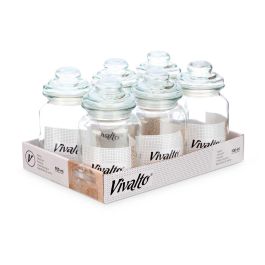 Tarro Redondo Liso Tapa Cristal 900Ml Vivalto 11X18CM (12 Unidades) Tarro Redondo Liso Tapa Cristal 900Ml Vivalto 11X18CM (12 Unidades)