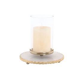 DKD Home Decor Portavela Blanco Dorado Marmol Cristal 25 x 27 x 25 cm