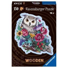 Puzzle de madera - Forma - 150 piezas - Búho floral Puzzle de madera - Forma - 150 piezas - Búho floral