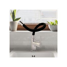 ROUSSEAU Køben Grifo de cocina mezclador, caño articulado con memoria de forma, sin ducha, gris y negro, latón, cartucho cerámico Ø 35mm ROUSSEAU Køben Grifo de cocina mezclador, caño articulado con memoria de forma, sin ducha, gris y negro, latón, cartucho cerámico Ø 35mm