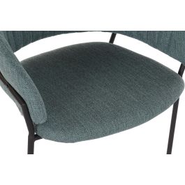DKD Home Decor Silla Glam Verde Negro, Poliéster y Metal, Altura Asiento 45 cm, 74x59x53.5 cm (Pack 2 Unidades)