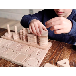 Andreutoys Juego Didactico Formas Geometricas Sensoriales Madera Inclusivo para Desarrollo Tactil y Logico