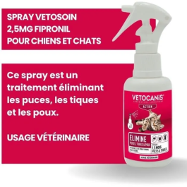 Vetocanis Spray Antiparasitario Antipulgas Anti-garrapatas para Perros y Gatos - 100 ml