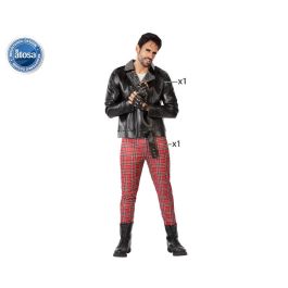 Disfraz Punky Años 80 para Hombre Adulto con Chaqueta de Cuero Simulado con Tachuelas y Pantalón Estampado Escocés Rojo XS-S Disfraz Punky Años 80 para Hombre Adulto con Chaqueta de Cuero Simulado con Tachuelas y Pantalón Estampado Escocés Rojo XS-S
