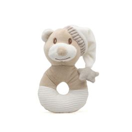 KioKids Sonajero Peluche Osito con Gorro Beige, Suave y Blandito para Bebé +0 meses, Colección Dolci Amici