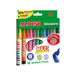 Alpino Rotuladores Maxi Punta Gruesa Estuche De 12 Colores Surtidos