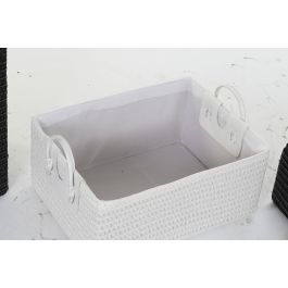 DKD Home Decor Cesta Basicos PP Blanco Negro Set de 5 Piezas 45 x 34 x 49 cm