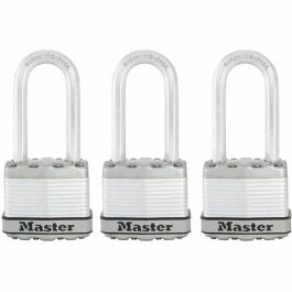 MASTER LOCK Candado de alta seguridad [Operado con llave] [Acero laminado] [Exterior] [Grillete en L] [Paquete de 3] M1EURTRILH