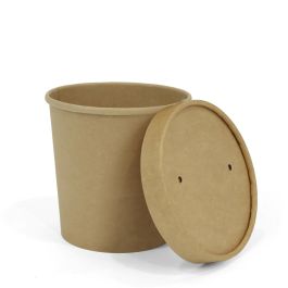 Algon Set 4 Tarrinas Kraft con Tapa 800 ml - 11.5 x 12 x 11.5 cm (12 Unidades)