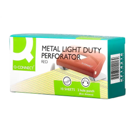 Q-connect KF14216 Taladrador Rojo, Capacidad 10 Hojas, Abertura 1 mm