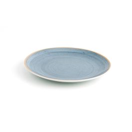 Ariane Plato Llano Terra Porcelana Azul 21 cm (12 Unidades) Reforzado Profesional Higiénico Apto Microondas Horno Lavavajillas Resistente Choque Térmico