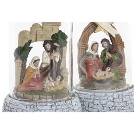 DKD Home Decor Nacimiento Navidad Tradicional Multicolor, 4 Unidades Surtidas, Led y Cristal, 10x10x21 cm, 2 Pilas AAA