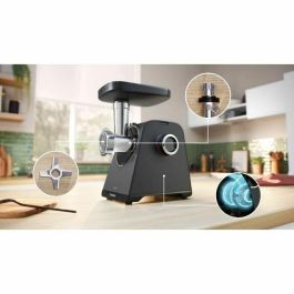 Bosch MFWS430B Picadora de Carne Serie 4, 3 Rejillas de Trituración, Marcha Atrás, Negra