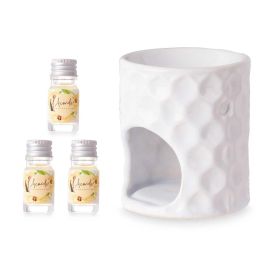 Acorde Set Quemador Aceite Esencial Vainilla 3x5ml Blanco Cerámica Dimensiones: 11x19.8x6.5 cm (Set de 12)