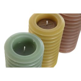 DKD Home Decor Vela Urban, 7x7x14 cm, 420 gr, 55h Duración, Cera, Colores Surtidos Marrón Verde Mostaza, Pack 12 Unidades