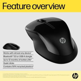 HP 250 Dual Mouse Inalámbrico Ambidextro de Tamaño Completo Plug & Play para Máxima Productividad en Cualquier Superficie
