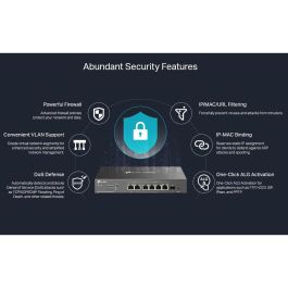 TP-Link ER707-M2 Router con 2.5 Gigabit Ethernet y Gigabit Ethernet, 6 Puertos LAN, 1 SFP, Negro