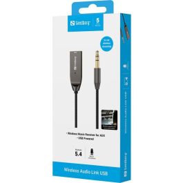 Sandberg Wireless Audio Link USB Adaptador Bluetooth para Audio Inalámbrico en Amplificadores y Coches con Micrófono Manos Libres USB