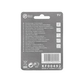 Q-connect Pila Alcalina 9V Blister con 1 Unidad