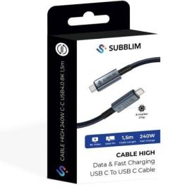 Subblim Cable USB 4.0 Tipo-C Macho - USB Tipo-C Macho 240W 40Gbps 8K 1.5m Negro SUBCAB-C24010