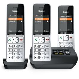 Gigaset COMFORT 500A trio Teléfono DECT/analógico con contestador automático y 3 terminales Negro/Plata