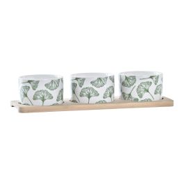 DKD Home Decor Tabla Aperitivo Tropical Set de 4, Hojas Verde Blanco, Gres y Bambú, 28x9.7x1.5 cm Precio: 5.72814. SKU: S3037251