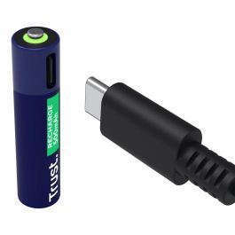 Trust 25671 - Pack 4 Pilas AAA Recargables USB-C, 500 mAh, 800 Ciclos, Carga Ultra Rápida 1h con Indicador LED