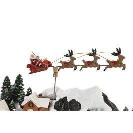 DKD Home Decor Ciudad Navidad Tradicional con Movimiento Musical, Luces LED y Acabado Multicolor de Resina 26.5x29x38 cm