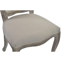 DKD Home Decor Silla Versailles Tradicional Gris Lino Ratan Rubberwood 53 x 49 x 95 cm (2 Unidades)