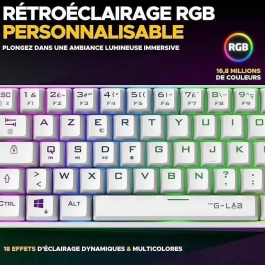 The G-Lab KEYZ TITAN Teclado Mecánico para Juegos con Interruptor Rojo, Azerty, Triple Modo, RGB, Blanco