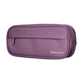 Estuche Portatodo Liderpapel Classic Ovalado 2 Cremalleras Con Bolsillo Delantero 210x90 mm Morado Empolvado