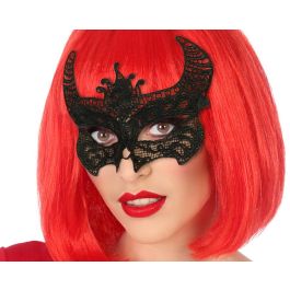 Antifaz Negro Con Cuernos De Demonia En Encaje Para Disfraz De Bruja - Accesorio Halloween Adulto Precio: 0.79000053. SKU: S1130663