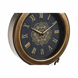 DKD Home Decor Reloj de Pared Neoclásico Dorado y Negro de Hierro y Cristal con Péndulo 7.5x57.5x27cm (2 Unidades) Pila AA