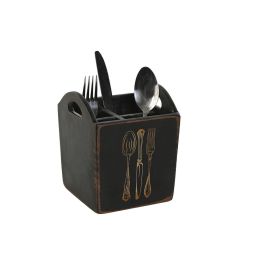 Cubertero Tradicional DKD Home Decor Blanco Negro 15 x 18 x 15 cm Set de 2 Cubertero Tradicional DKD Home Decor Blanco Negro 15 x 18 x 15 cm Set de 2