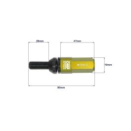 Omp OMPS09981209 Juego 20 Tornillos Rueda M12x1.5 Llave 17-19 Largo 28mm Aluminio 7075 DIN 12.9 Protector Amarillo