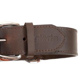 Gloria Collar Liso de Cuero Genuino Premium para Perros de Razas Grandes Molosas 80x4cm Marrón - Control y Confort Óptimo