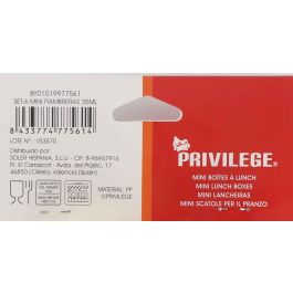 Set de 6 Mini Fiambreras Privilege 35 ml (24 Unidades) Set de 6 Mini Fiambreras Privilege 35 ml (24 Unidades)
