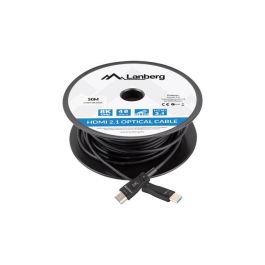 Lanberg CA-HDMI-30FB-0500-BK Cable HDMI 2.1 de 50 metros, 48 Gbit/s, contactos chapados en oro, Negro