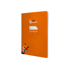 Liderpapel Cuaderno espiral A4 Pautaguía tapa blanda 80h 75gr cuadro pautado 5mm color naranja