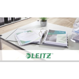 Funda multitaladro Leitz con fuelle DIN A4, 170 mc, cristal, pack 10 unidades