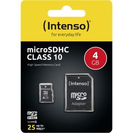 Intenso 3413450 Tarjeta MicroSDHC de 4GB Clase 10 25MB/s con Adaptador SD