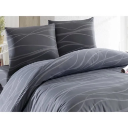 Juego de Cama Funda Nórdica 220x240 cm y Fundas Almohada 60x60 cm - 65% Algodón, 35% Poliéster - Gris