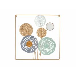 Mural con marco cuadrado flores y espejo Giftdecor 45x45 cm, metal y cristal, colores amarillo, azul, blanco, oro (4 Unidades) Mural con marco cuadrado flores y espejo Giftdecor 45x45 cm, metal y cristal, colores amarillo, azul, blanco, oro (4 Unidades)