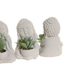 DKD Home Decor Figura Oriental de Cemento y PVC, Gris y Verde con Diseño Buda Cactus, 8 x 11 x 7 cm (6 Unidades)