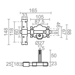 Micel crr06 Cerrojo de Sobreponer de Acero, Cilindro 50mm, Placa 105mm, Reversible, con 3 Llaves, Pintado Gris